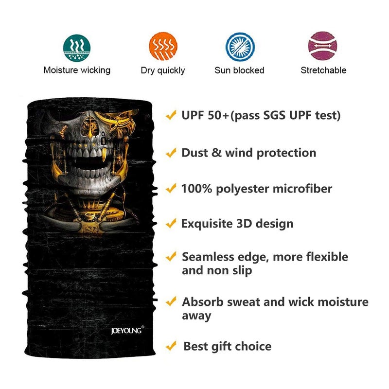 JOEYOUNG 3D Face Sun Mask, Neck Gaiter, Headwear, Magic Scarf, Balaclava, Bandana, Face Mask, Hunting, Running, Motorcycle - Image 2